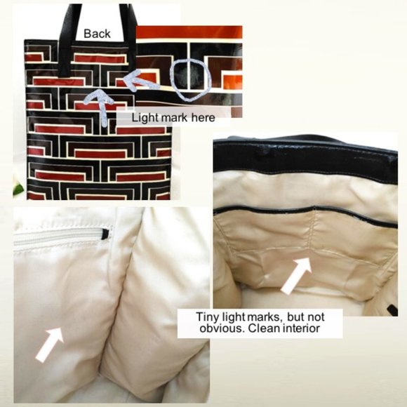 KATE SPADE Tote Travel Shopping Bag Tall Patent Leather Brown Red Black … - Picture 11 of 12